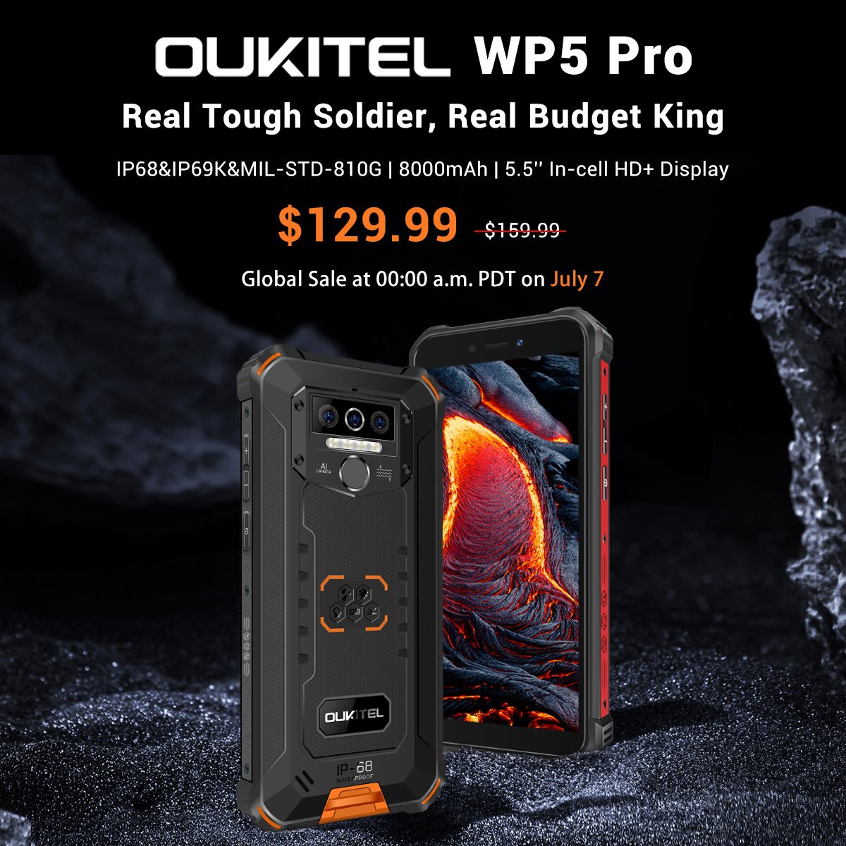 Oukitel WP5 Pro rugged smartphone launched with a 8000mAh battery, Helio A25 SoC for $129.99