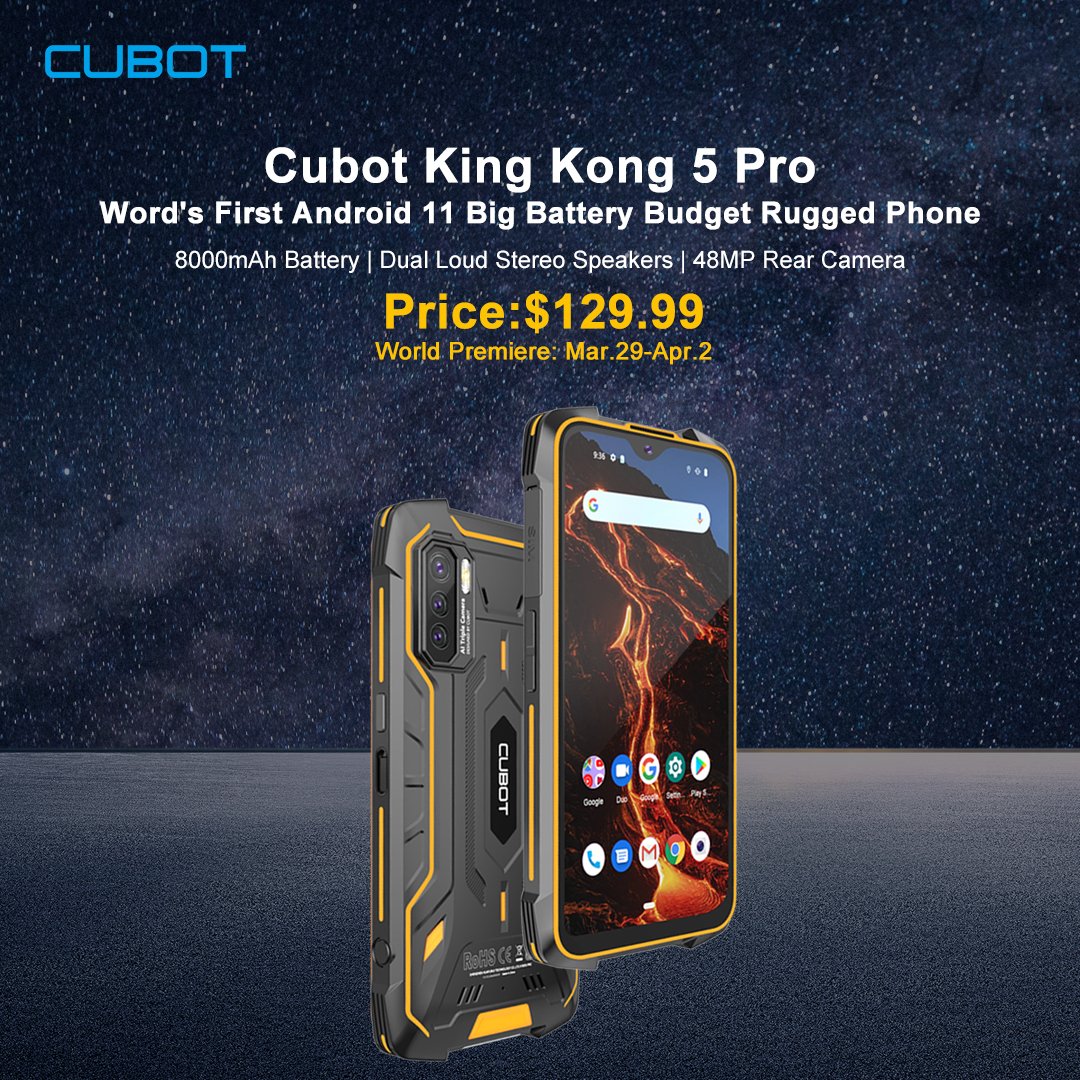 Cubot KingKong 5 Pro smartphone with 8000 mAh battery now available for $129