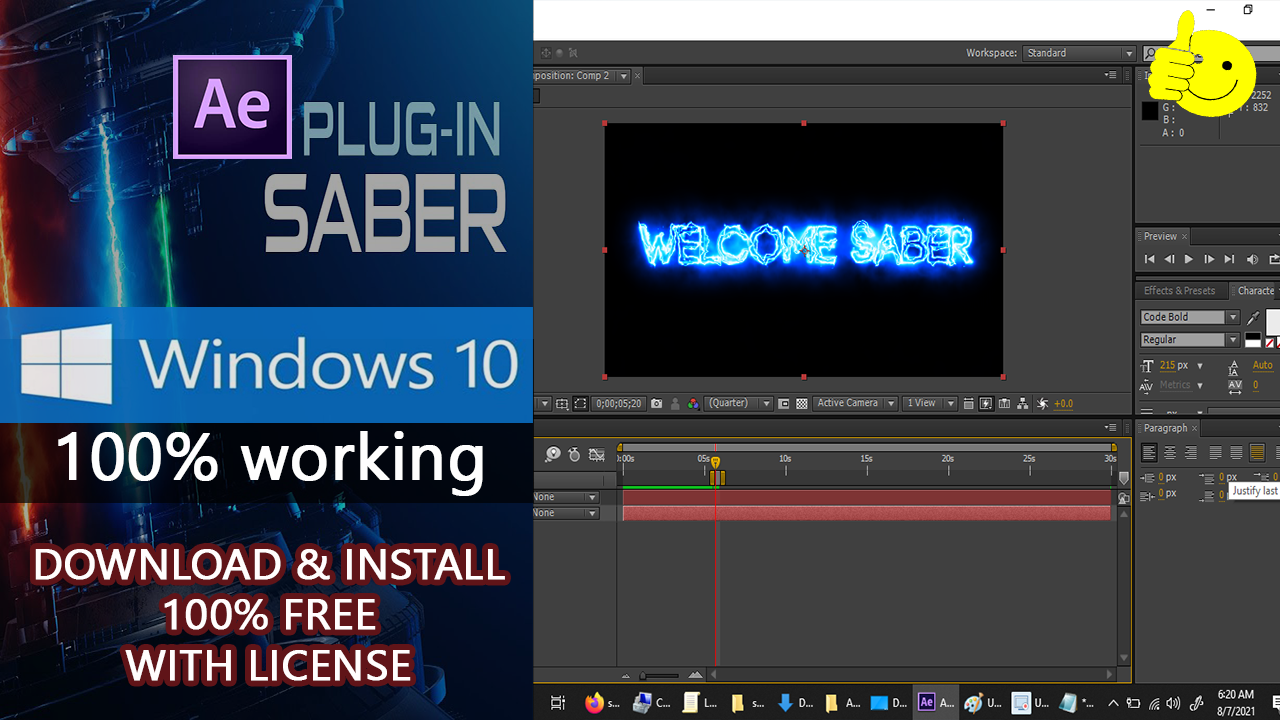 HOW TO DOWNLOAD INSTALL SABER PLUGIN WINDOWS 10 AND MAKE AWESOME TEXT ANIMATIONS.