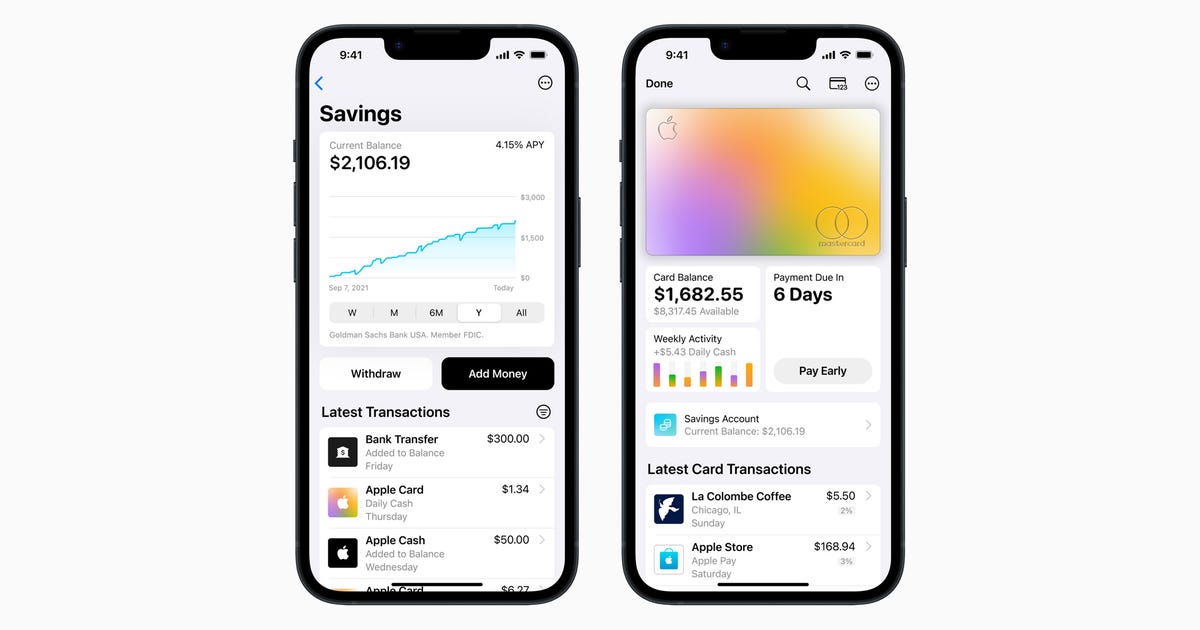 Apple Card High-Yield Savings Accounts Are Here With a 4.15% APY Rate You can link up your bank account with Apple's new high-interest savings feature.