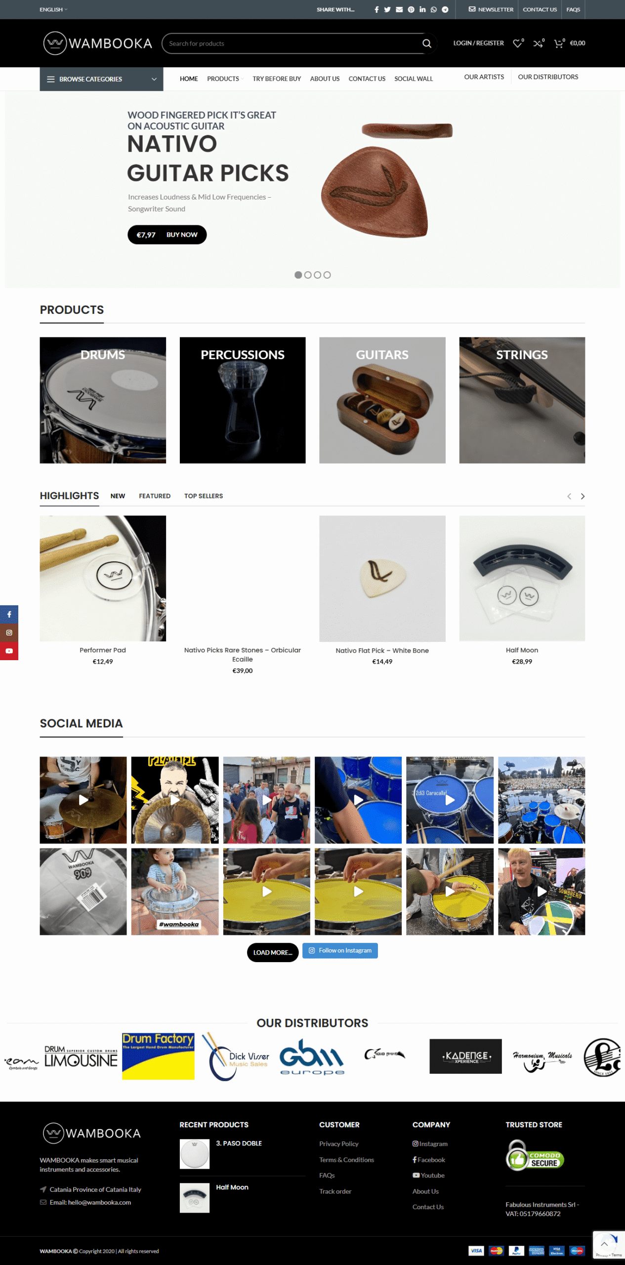 Wambooka – Professional E-commerce Website for Musical Instruments