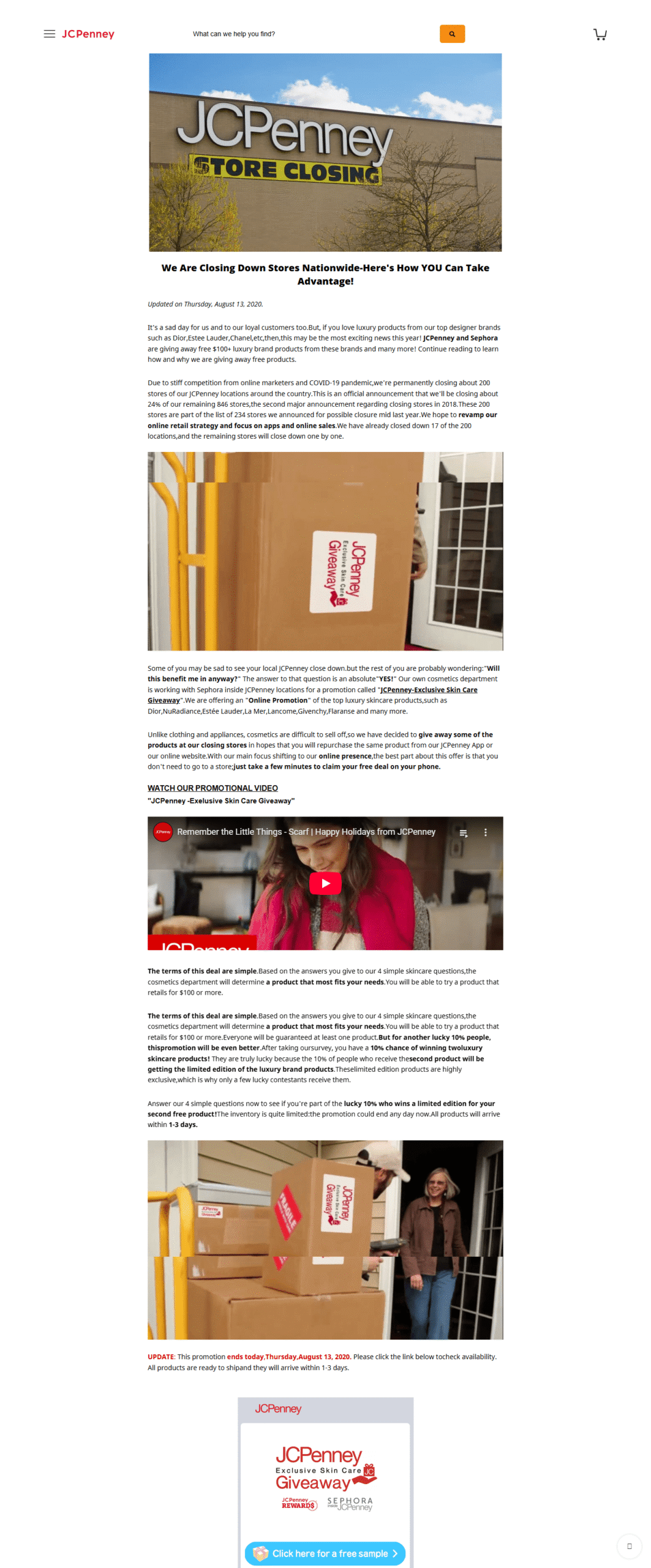 JC Penney Custom HTML CSS JS Landing Page