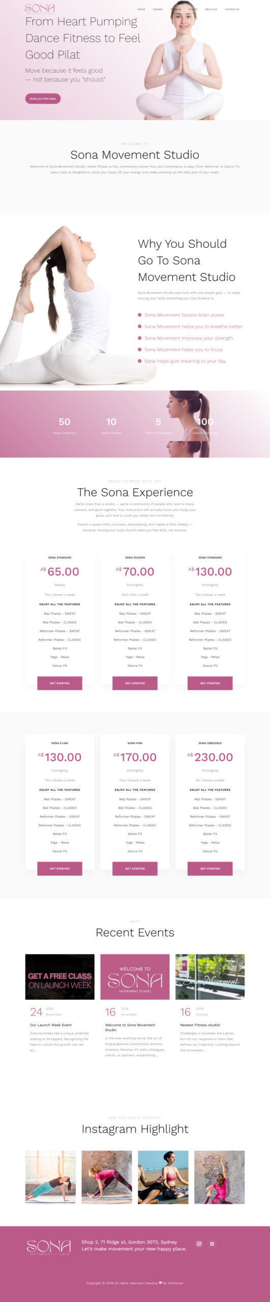 Sona Movement Studio – Custom Theme Development